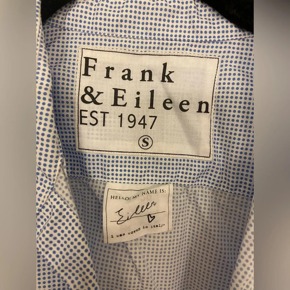 Frank & Eileen Eileen Button Down Long Sleeve Blue Polka Dot Size Small - Picture 2 of 7